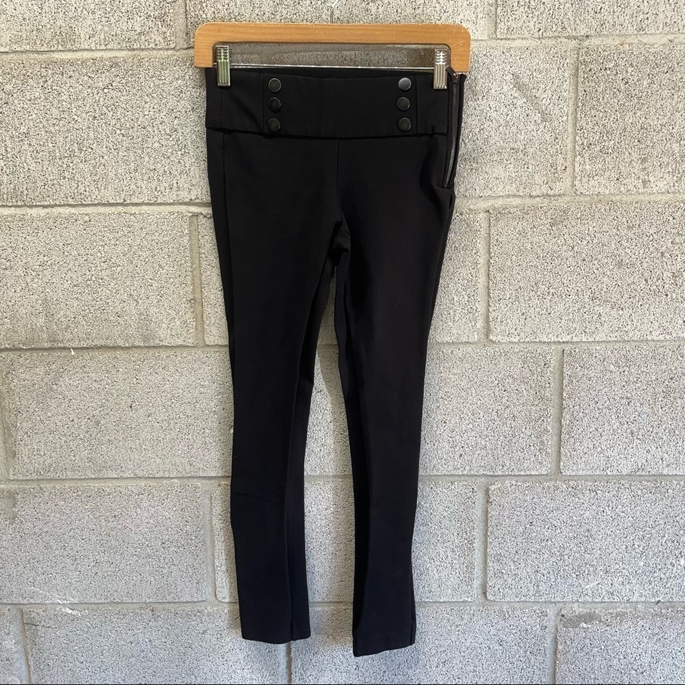 Zara Black Skinny Pants with Button-Accent Waist